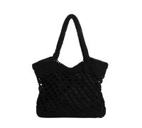 Bolsa de mano tejida a mano con diseño de girasoles para mujer, gran capacidad, estilo casual, aspecto de ganchillo, para picnic, playa, uso diario, salidas de vacaciones, Black, One Size, Mochilas
