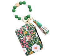 Bolsa de mantas de hielo, portabraceletos, Carteras de tarjetas de crédito de la bolsa, Cartera de llaves de estilo bohemio con patrón de flores para mujeres, niñas, , verde, Se référer au descriptif