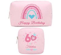 Bolsa de maquillaje, 2 bolsas de cosméticos, regalos de cumpleaños para mujeres, ideas de regalo personalizadas para mamá, mejor amiga, hermana, esposa, regalos para cumpleaños femeninos, Pink, 60