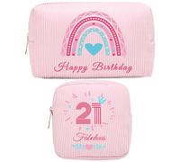 Bolsa de maquillaje, 2 bolsas de cosméticos, regalos de cumpleaños para mujeres, ideas de regalo personalizadas para mamá, mejor amiga, hermana, esposa, regalos para cumpleaños femeninos, Pink, 21