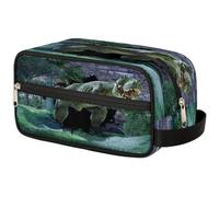 Bolsa de maquillaje 3D con diseño de tiranosaurio del bosque Rex Dino para mujeres, hombres, niños y niñas, bolsa de lavado, bolsa de viaje, artículos de aseo personal, organizador de cosméticos,