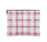 Bolsa de maquillaje a cuadros, bolsas de viaje a cuadros rojos y azules para mujeres, bolsa pequeña portátil de lona con cremallera, regalo de vuelta a la escuela, organizador de neceser para el