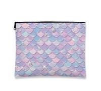 Bolsa de maquillaje a escala de sirena, organizador de viaje de cosméticos iridiscente pastel para mujer, bolsa pequeña portátil con cremallera, bolsa de aseo de regalo de festival de verano, pastel