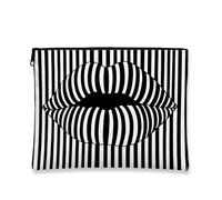 Bolsa de maquillaje a rayas, bolsa de viaje para cosméticos, ilusión óptica, color blanco y negro, para mujeres, estuche portátil con cremallera, organizador de cuidado de la piel para regalo de