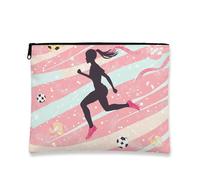 Bolsa de maquillaje abstracta deportiva, con patrón de fútbol melocotón, bolsa de viaje para mujeres, organizador portátil de lona con cremallera, bolsa de aseo de estilo de vida activo, Melocotón
