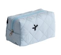 Bolsa de maquillaje acolchada con lazo a la moda, organizador de lápiz labial, estuche de almacenamiento de cosméticos para viajes o eventos sociales, perfecto organizador de pintalabios de viaje