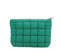 Bolsa de maquillaje acolchada para mujer, bolsa de almacenamiento de maquillaje acolchada, bolsa de maquillaje grande, bolsa organizadora de cosméticos, bolsa de mano de mano, Green, 25x16x5cm