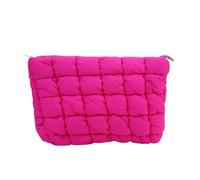 Bolsa de maquillaje acolchada para mujer, bolsa de almacenamiento de maquillaje acolchada, bolsa de maquillaje grande, bolsa organizadora de cosméticos, bolsa de mano de mano, rosa roja, 25x16x5cm