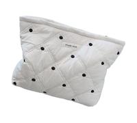 Bolsa de maquillaje acolchada para mujer, de algodón de gran capacidad, organizada, portátil, para viajes y exteriores, Puntos negros