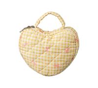 Bolsa de maquillaje acolchada portátil con forma de corazón con espacio de almacenamiento, organizador de cosméticos con estampado floral, g, Talla única
