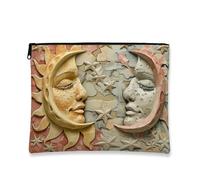 Bolsa de maquillaje artística de sol y luna, bolsa de viaje vintage celestial para mujer, organizador portátil de lona con cremallera, ideal para el cuidado de la piel en invierno, Varios colores, 7x9