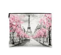 Bolsa de maquillaje artística vintage, melocotón, cerezas, flor de París, bolsa de viaje para mujeres, organizador portátil de lona con cremallera, bolsa de aseo de regalo de primavera, Melocotón, 7x9