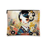 Bolsa de maquillaje artístico, bolsa de cosméticos floral vintage para mujer, organizador portátil de lona con cremallera, almacenamiento de artículos de tocador para regalo de festival, Varios