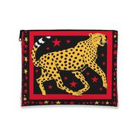 Bolsa de maquillaje atrevida con estampado de leopardo para mujer, organizador portátil de lona con cremallera, divertido neceser de viaje, Amarillo, 7x9 Inch, Bolsa