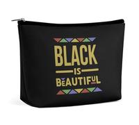 Bolsa de Maquillaje Black is Beautiful, Bolsa de Viaje portátil para cosméticos, Bolsa Grande con Cremallera, Bolsa organizadora de Cuero PU, Bolsa de artículos de tocador