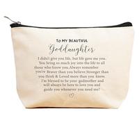 Bolsa de maquillaje, bolsa de cosméticos, bolsa de accesorios de viaje, boda, cumpleaños, Navidad, día de la madre, regalos de baby shower, Beige, 9.5 ″ L x 7″H x 2.7″ W, 174-to My Goddaughter I