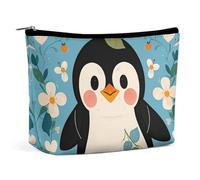 Bolsa de Maquillaje, Bolsa de cosméticos, Bolsa de lápiz Labial, Bolsa con Cremallera, Lindo Estampado de pingüino, Organizador Impreso, Bolsa de artículos de tocador portátil, Accesorios