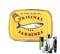 Bolsa de maquillaje | Bolsa de cosméticos de sardina enlatada | Bolsa de cosméticos de piel | Estuche de maquillaje de sardinas | Bolsas de aseo para mujer a la moda, Amarillo, Refer to description