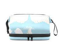 Bolsa de maquillaje - Bolsa de cosméticos de viaje de gran capacidad, alas ángeles azul cielo nube, Varios colores, 27x15x14 cm/10.6x5.9x5.5 in