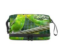 Bolsa de maquillaje - Bolsa de cosméticos de viaje de gran capacidad, Budgerigars Birds Kissing Couple Love, Varios colores, 27x15x14 cm/10.6x5.9x5.5 in