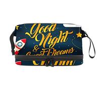 Bolsa de maquillaje - Bolsa de cosméticos de viaje de gran capacidad de dibujos animados Space Rocket Planet Stars, Varios colores, 27x15x14 cm/10.6x5.9x5.5 in