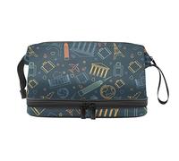 Bolsa de maquillaje - Bolsa de cosméticos de viaje de gran capacidad, Día Mundial del Turismo Colorido Dark Eiffel Tower-01, Varios colores, 27x15x14 cm/10.6x5.9x5.5 in