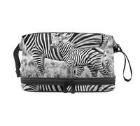Bolsa de maquillaje - Bolsa de cosméticos de viaje de gran capacidad, diseño de cebra animal migración familiar, Varios colores, 27x15x14 cm/10.6x5.9x5.5 in