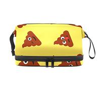 Bolsa de maquillaje - Bolsa de cosméticos de viaje de gran capacidad, divertida expresión de caca amarilla, Varios colores, 27x15x14 cm/10.6x5.9x5.5 in
