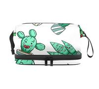 Bolsa de maquillaje - Bolsa de cosméticos de viaje de gran capacidad, divertida expresión de cactus, Varios colores, 27x15x14 cm/10.6x5.9x5.5 in