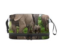 Bolsa de maquillaje - Bolsa de cosméticos de viaje de gran capacidad, elefante África Animal, Varios colores, 27x15x14 cm/10.6x5.9x5.5 in