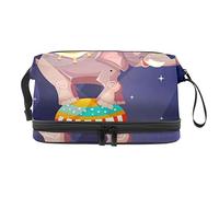 Bolsa de maquillaje - Bolsa de cosméticos de viaje de gran capacidad, elefante circo, Varios colores, 27x15x14 cm/10.6x5.9x5.5 in