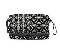 Bolsa de maquillaje - Bolsa de cosméticos de viaje de gran capacidad en blanco y negro Simple Hexagonal Star Pattern-01, Varios colores, 27x15x14 cm/10.6x5.9x5.5 in