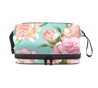 Bolsa de maquillaje - Bolsa de cosméticos de viaje de gran capacidad, flor de clavel dibujada a mano, Varios colores, 27x15x14 cm/10.6x5.9x5.5 in