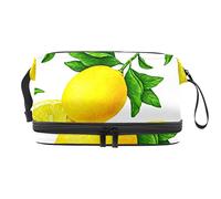Bolsa de maquillaje - Bolsa de cosméticos de viaje de gran capacidad, fruta cítrica amarillo limón, Varios colores, 27x15x14 cm/10.6x5.9x5.5 in