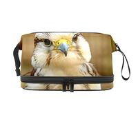 Bolsa de maquillaje - Bolsa de cosméticos de viaje de gran capacidad, Gyrfalcon Cute Looking at You, Varios colores, 27x15x14 cm/10.6x5.9x5.5 in