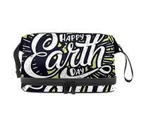 Bolsa de maquillaje - Bolsa de cosméticos de viaje de gran capacidad, Happy Earth Day, Varios colores, 27x15x14 cm/10.6x5.9x5.5 in