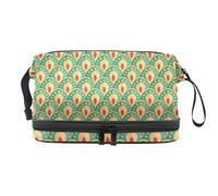 Bolsa de maquillaje - Bolsa de cosméticos de viaje de gran capacidad, hermoso pavo real verde, Varios colores, 27x15x14 cm/10.6x5.9x5.5 in