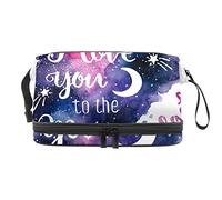 Bolsa de maquillaje - Bolsa de cosméticos de viaje de gran capacidad, I Love You To the Moon Galaxy, Varios colores, 27x15x14 cm/10.6x5.9x5.5 in