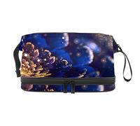 Bolsa de maquillaje - Bolsa de cosméticos de viaje de gran capacidad, increíble flor de peonía azul, Varios colores, 27x15x14 cm/10.6x5.9x5.5 in