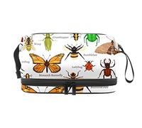 Bolsa de maquillaje - Bolsa de cosméticos de viaje de gran capacidad, insectos naturales, mariposas, mariquitas, abejas, insectos, hormigas, arañas, Varios colores, 27x15x14 cm/10.6x5.9x5.5 in