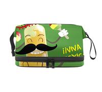 Bolsa de maquillaje - Bolsa de cosméticos de viaje de gran capacidad, lindo y divertido patrón de tequila mexicano de dibujos animados, Varios colores, 27x15x14 cm/10.6x5.9x5.5 in