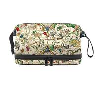 Bolsa de maquillaje - Bolsa de cosméticos de viaje de gran capacidad, mapa del siglo, criaturas mitológicas, Varios colores, 27x15x14 cm/10.6x5.9x5.5 in