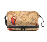 Bolsa de maquillaje - Bolsa de cosméticos de viaje de gran capacidad, mapa del tesoro antiguo, Varios colores, 27x15x14 cm/10.6x5.9x5.5 in