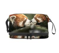 Bolsa de maquillaje - Bolsa de cosméticos de viaje de gran capacidad, oso marrón amor beso, Varios colores, 27x15x14 cm/10.6x5.9x5.5 in