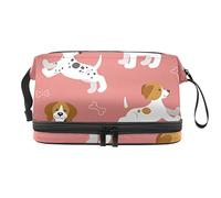 Bolsa de maquillaje - Bolsa de cosméticos de viaje de gran capacidad para cachorros, Beagle, dálmata, Jack Russell Tterrier, rosa, Varios colores, 27x15x14 cm/10.6x5.9x5.5 in