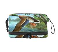 Bolsa de maquillaje - Bolsa de cosméticos de viaje de gran capacidad, pato de vida silvestre en vuelo, Varios colores, 27x15x14 cm/10.6x5.9x5.5 in