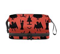 Bolsa de maquillaje - Bolsa de cosméticos de viaje de gran capacidad, patrón de diablo de Halloween 01, Varios colores, 27x15x14 cm/10.6x5.9x5.5 in