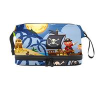Bolsa de maquillaje - Bolsa de cosméticos de viaje de gran capacidad, pirata y búsqueda del tesoro, Varios colores, 27x15x14 cm/10.6x5.9x5.5 in