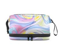 Bolsa de maquillaje - Bolsa de cosméticos de viaje de gran capacidad, rosa pastel azul patrón abstracto mármol, Varios colores, 27x15x14 cm/10.6x5.9x5.5 in