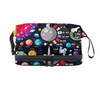 Bolsa de maquillaje - Bolsa de cosméticos de viaje de gran capacidad Space 3D Galaxy New Horizons Universe, Varios colores, 27x15x14 cm/10.6x5.9x5.5 in